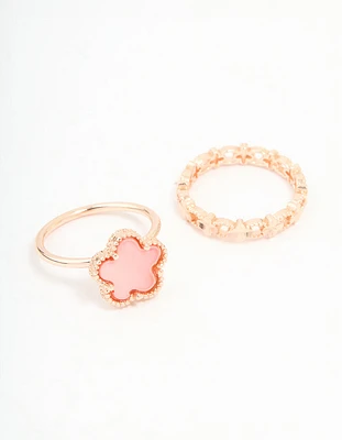 Rose Gold Flower Petal Rings 2-Pack
