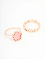 Rose Gold Flower Petal Rings 2-Pack
