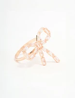 Rose Gold Diamante Bow Ring
