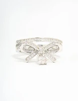Silver Cubic Zirconia Bow Stacked Ring