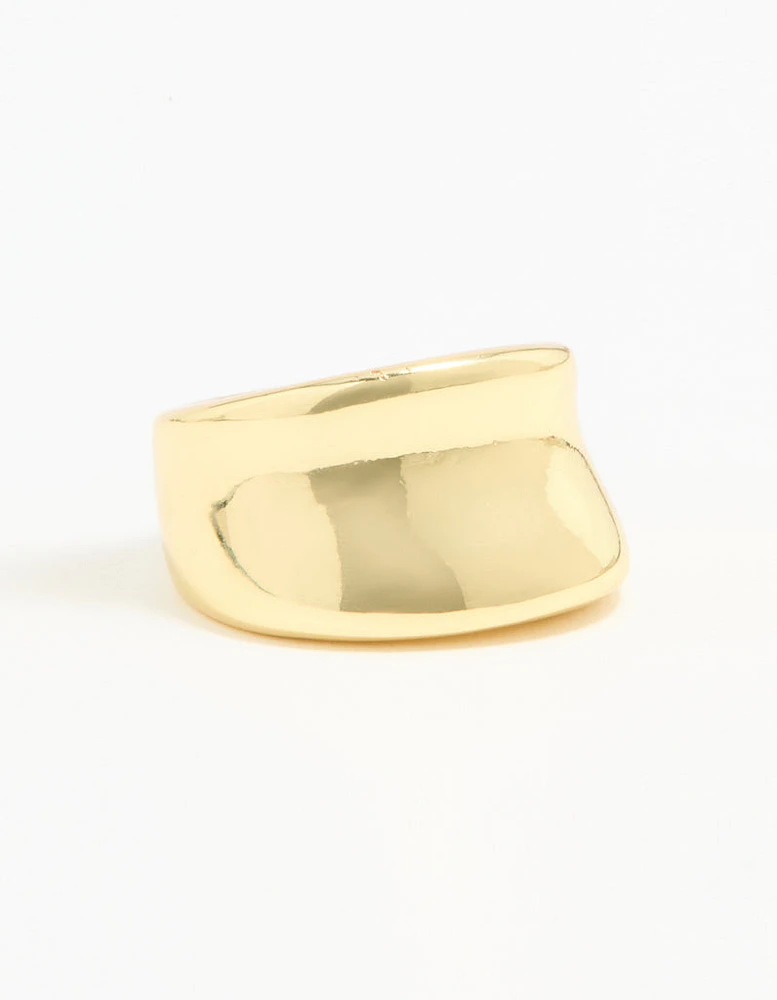 Gold Plated Smooth Statement Ring