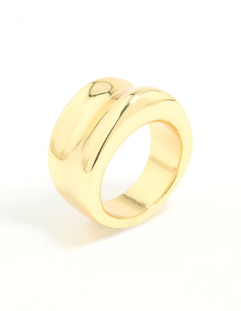 Gold Plated Smooth Statement Ring