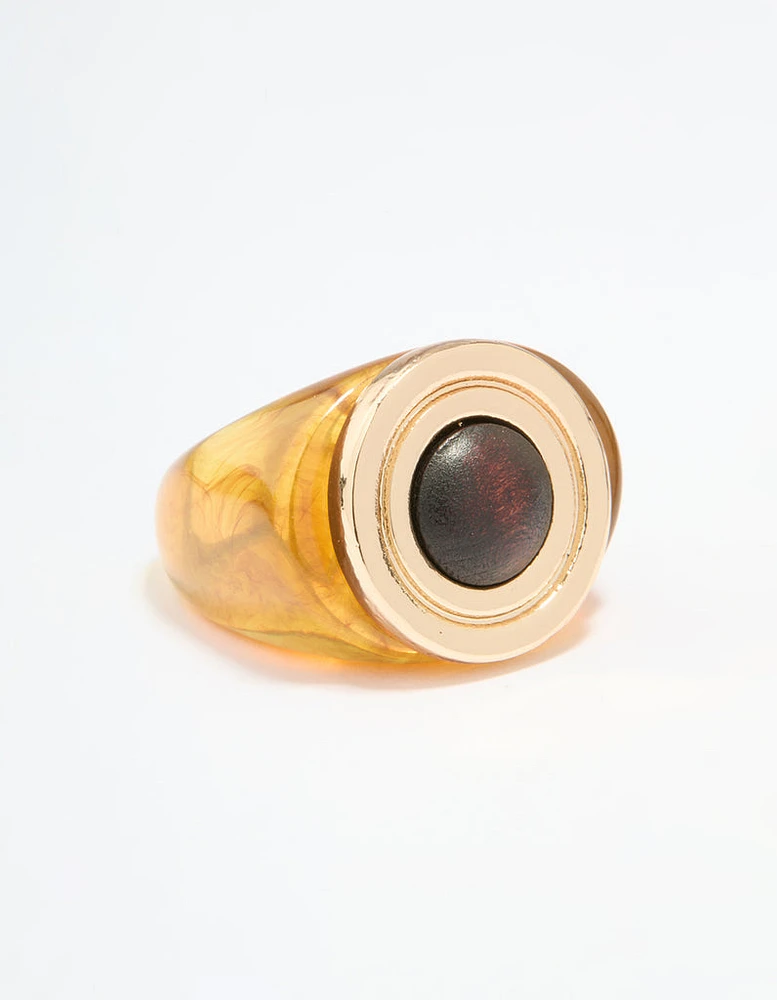 Gold Brown Stone Statement Ring