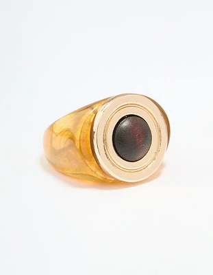 Gold Brown Stone Statement Ring