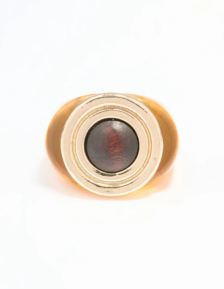 Gold Brown Stone Statement Ring