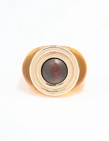 Gold Brown Stone Statement Ring
