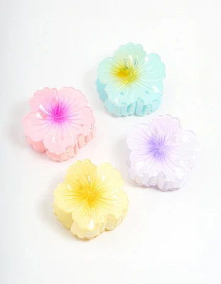 Vibrant Mini Hibiscus Flower Claw Clips 4-Pack