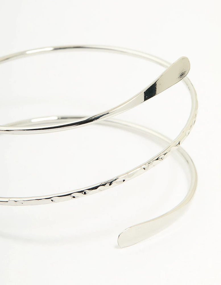 Silver Hammered Arm Cuff