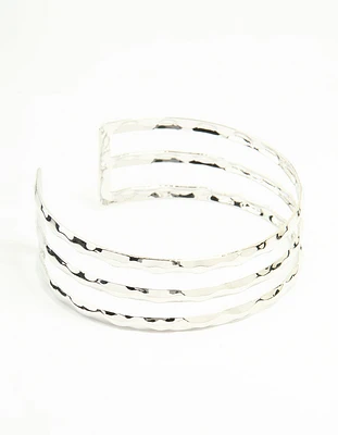 Silver Hammered Layered Arm Cuff