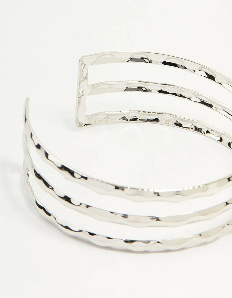 Silver Hammered Layered Arm Cuff