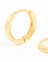 Gold Plated Sterling Silver Diamond Style Cut Huggie Earrings