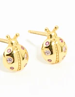 Gold Plated Sterling Silver Ladybug Stud Earrings