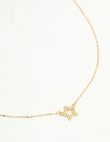 Gold Plated Sterling Silver Cubic Zirconia Pavé Star Necklace
