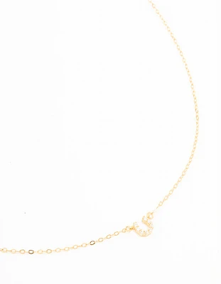 Gold Plated Sterling Silver Cubic Zirconia Horseshoe Necklace