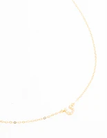 Gold Plated Sterling Silver Cubic Zirconia Horseshoe Necklace