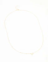 Gold Plated Sterling Silver Cubic Zirconia Horseshoe Necklace