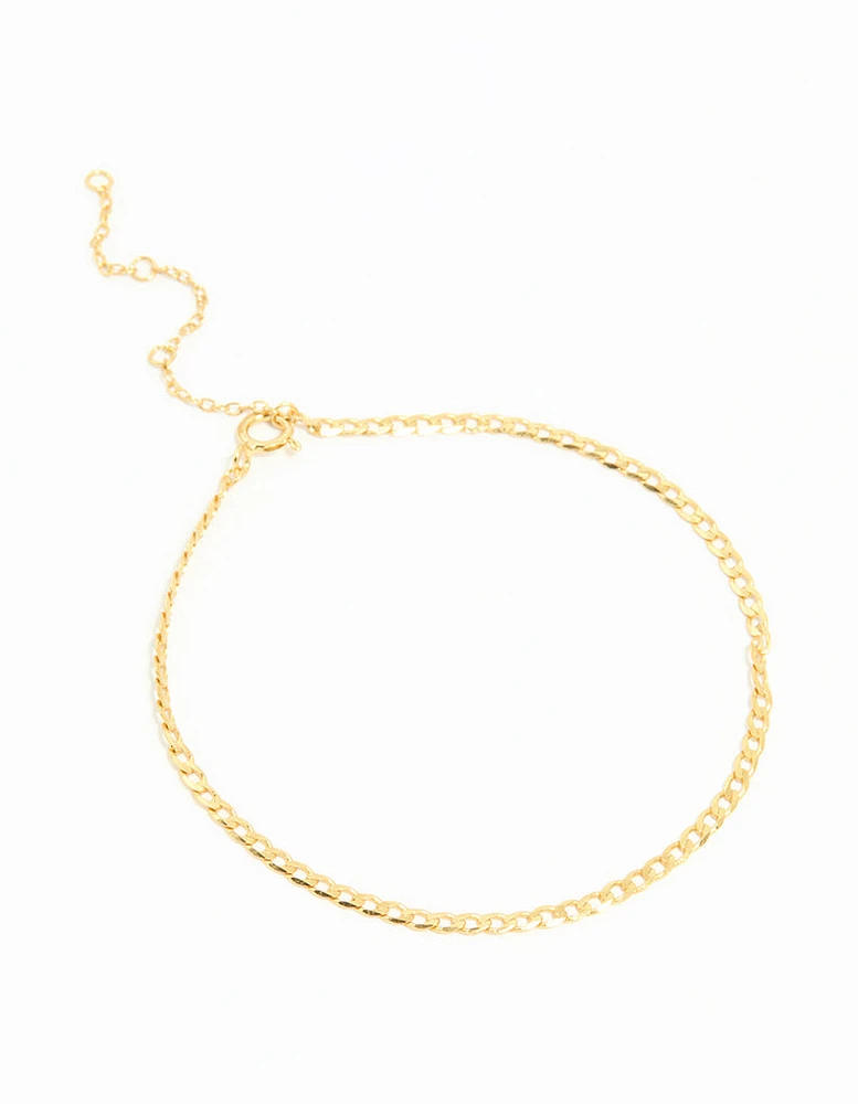 Gold Plated Sterling Silver Curb Chain Mini Bracelet