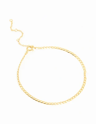 Gold Plated Sterling Silver Curb Chain Mini Bracelet