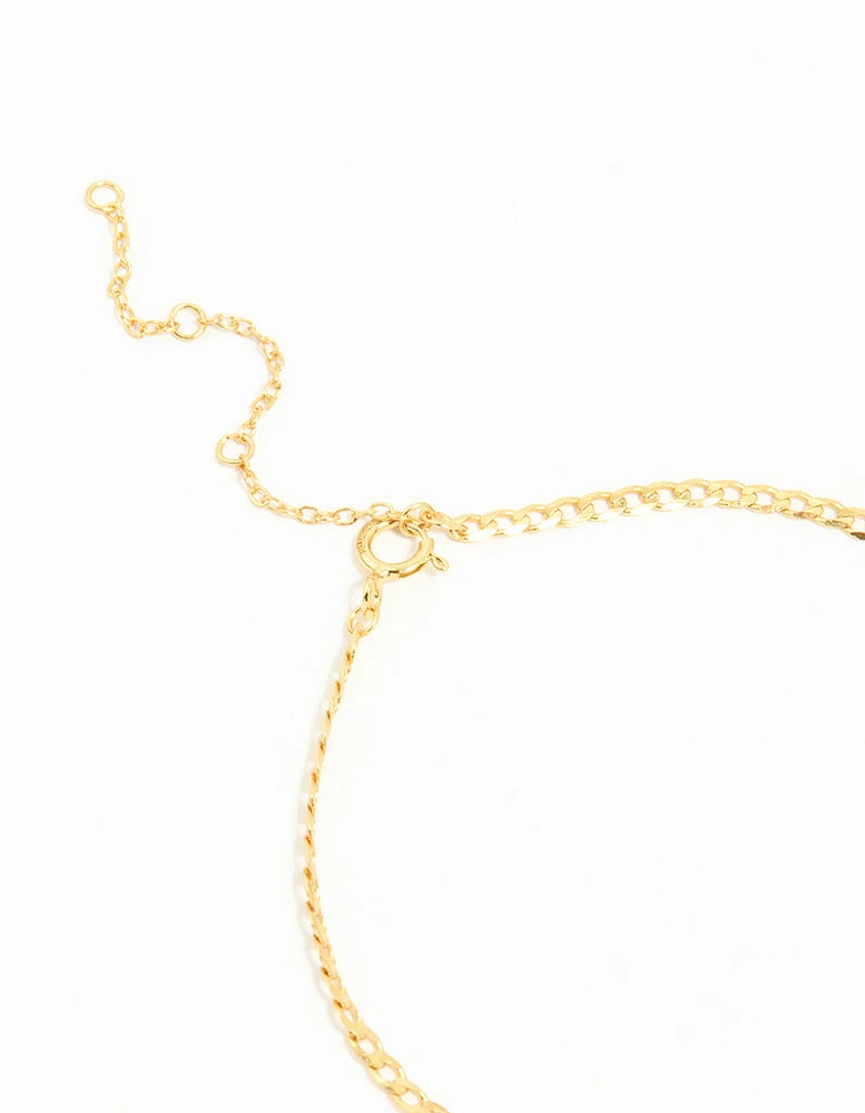 Gold Plated Sterling Silver Curb Chain Mini Bracelet