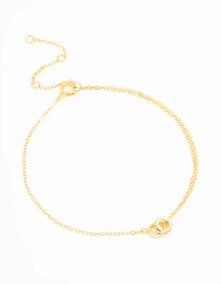 Gold Plated Sterling Silver Tiny Linked Hoops Bracelet