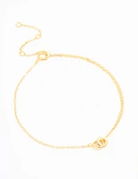Gold Plated Sterling Silver Tiny Linked Hoops Bracelet
