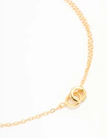 Gold Plated Sterling Silver Tiny Linked Hoops Bracelet