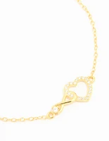 Gold Plated Sterling Silver Cubic Zirconia Infinity & Heart Bracelet
