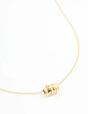 Waterproof Gold Plated Stainless Steel Cubic Zirconia Rondell Necklace