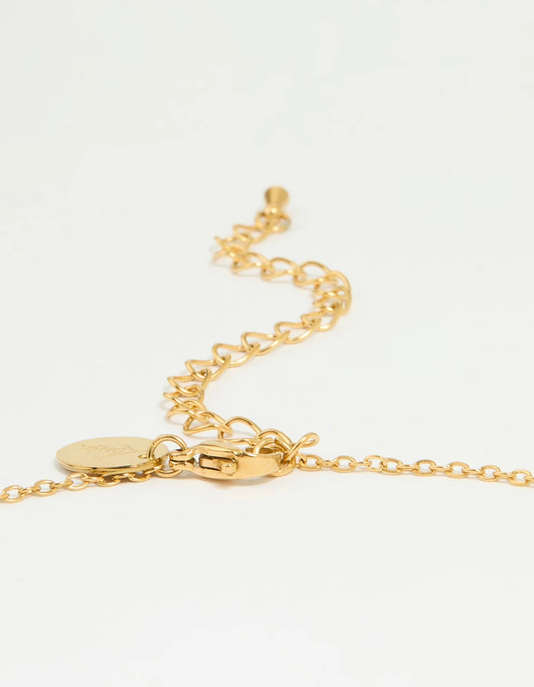 Waterproof Gold Plated Stainless Steel Cubic Zirconia Floating Charm Necklace