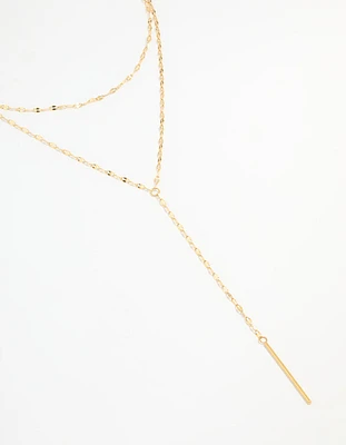 Waterproof Gold Plated Stainless Steel Layered Chain Y-Necklace