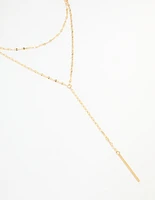 Waterproof Gold Plated Stainless Steel Layered Chain Y-Necklace