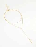 Waterproof Gold Plated Stainless Steel Layered Chain Y-Necklace