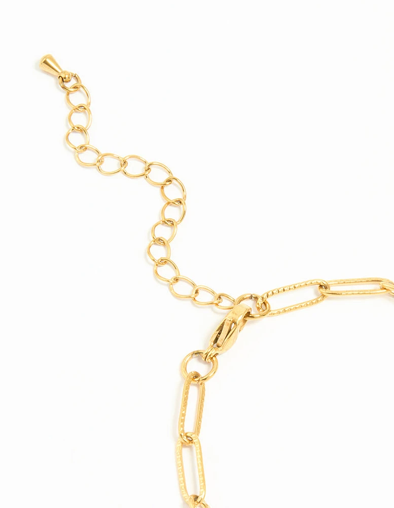 Waterproof Gold Plated Stainless Steel Pin Chain Heart Bracelet