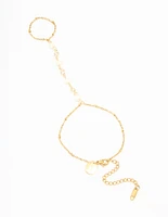 Waterproof Gold Plated Stainless Steel Pearl Hand Chain