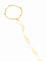 Waterproof Gold Plated Stainless Steel Pearl Hand Chain
