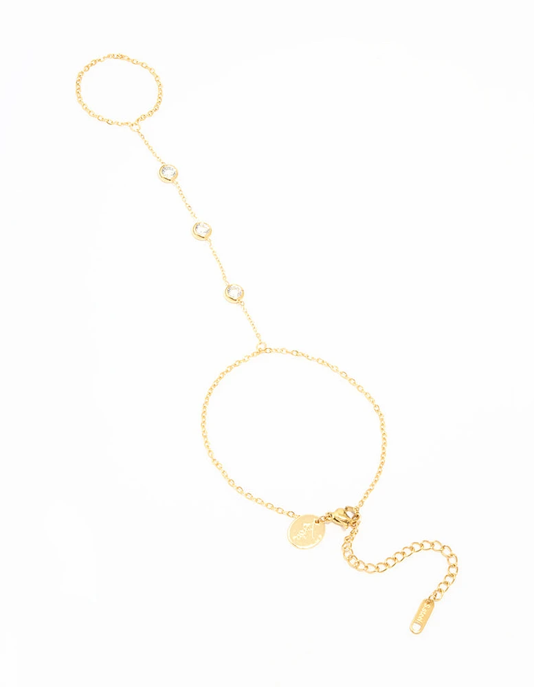 Waterproof Gold Plated Stainless Steel Diamante Bezel Hand Chain