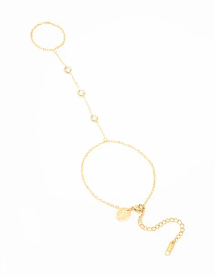 Waterproof Gold Plated Stainless Steel Diamante Bezel Hand Chain