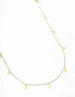 Waterproof Gold Plated Stainless Steel Blue Beaded Dainty Waist Chain