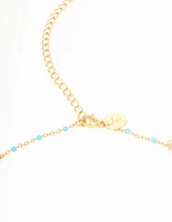 Waterproof Gold Plated Stainless Steel Blue Beaded Dainty Waist Chain