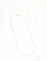 Waterproof Gold Plated Stainless Steel Blue Beaded Dainty Waist Chain