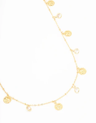 Waterproof Gold Plated Stainless Steel Diamante & Disc Waist Chain