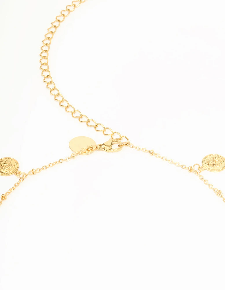 Waterproof Gold Plated Stainless Steel Diamante & Disc Waist Chain