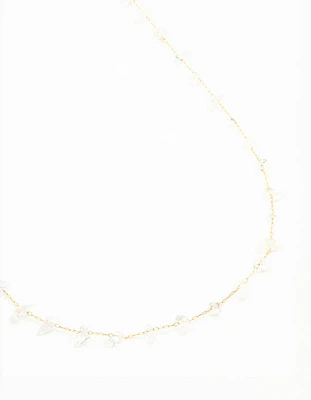 Waterproof Gold Plated Stainless Steel Clear Semiprecious Stone Waist Chain