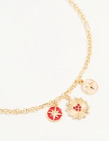 Gold Heart & Star Charm Pendant Necklace