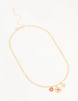 Gold Heart & Star Charm Pendant Necklace