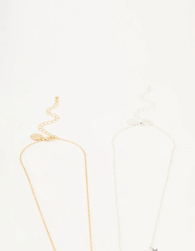Mixed Metal Star & Planet Necklaces 2-Pack