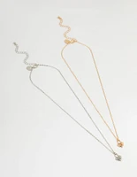 Mixed Metal Heart Locket Necklaces 2-Pack