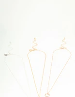 Mixed Metal Circle Pendant Necklaces 3-Pack