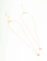 Gold Pink Diamante & Bow Necklaces 2-Pack