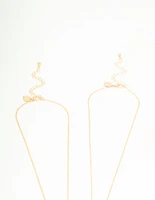 Gold Pink Diamante & Bow Necklaces 2-Pack